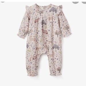 Elegant Baby Organics Long-sleeved Muslin Unicorn Print Romper, Size 9-12 months